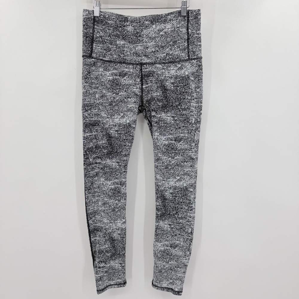 Unbranded Women High Rise Space Dye Athletic Leggings Black White XL
